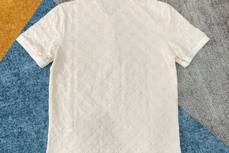 Áo Thun Gucci Cotton Piquet Polo With GG Ivory Màu Kem