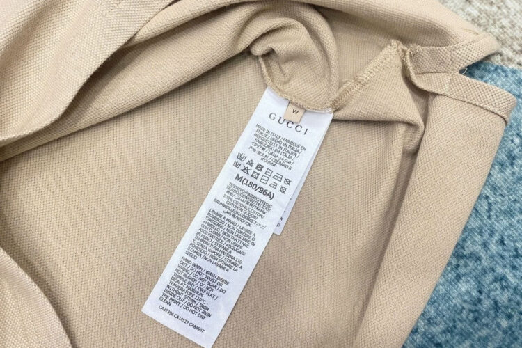 Áo Thun Gucci Cotton Piquet Polo With Web Collar Beige Màu Be