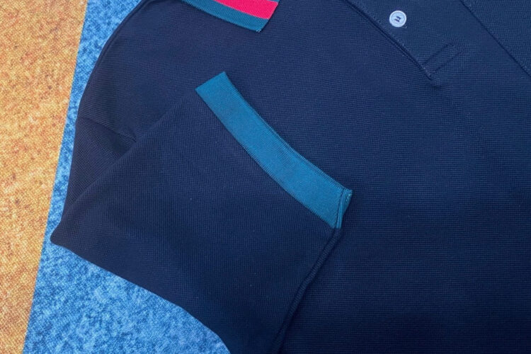 Áo Thun Gucci Cotton Piquet Polo With Web Collar Black đen