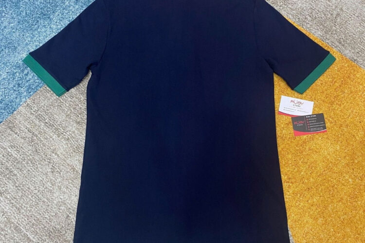 Áo Thun Gucci Cotton Piquet Polo With Web Collar Navy Xanh