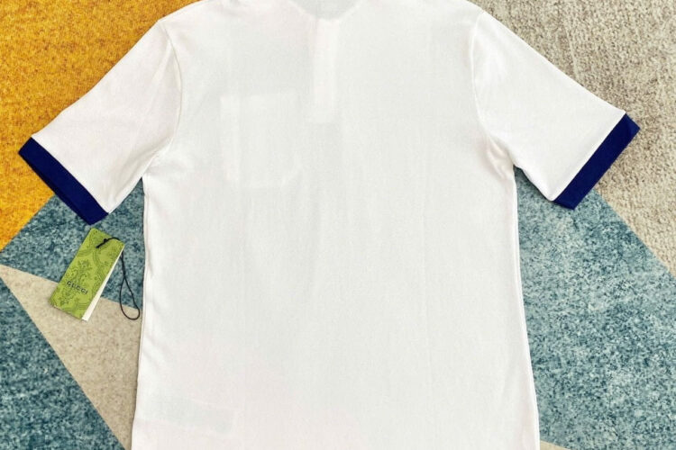 Áo Thun Gucci Cotton Piquet Polo With Web Collar White Trắng