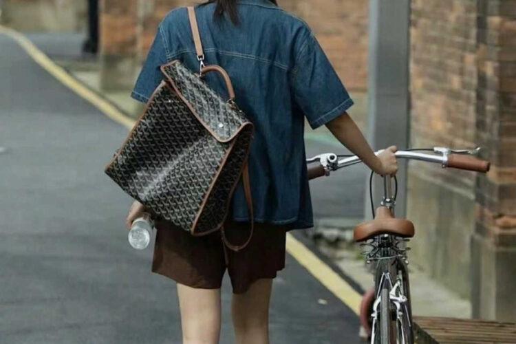 Balo Goyard Saint Léger Backpack Goyardine Black and Tan