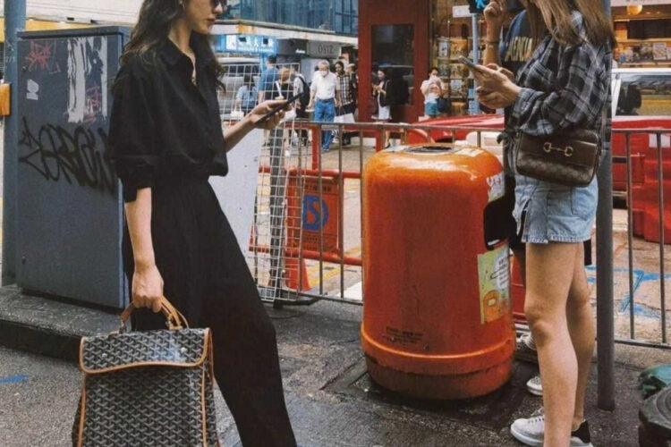 Balo Goyard Saint Léger Backpack Goyardine Black and Tan