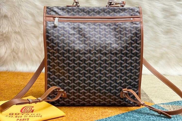 Balo Goyard Saint Léger Backpack Goyardine Black and Tan