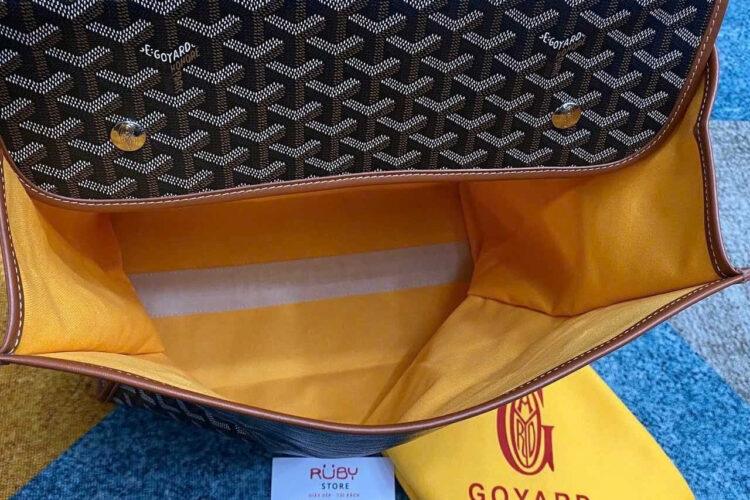 Balo Goyard Saint Léger Backpack Goyardine Black and Tan