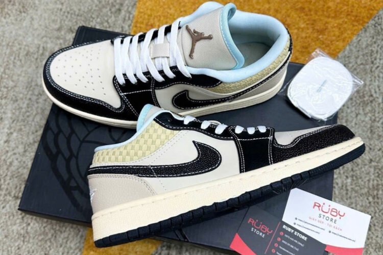 Giày Air Jordan 1 Low SE Coconut Milk Black Màu Be đen