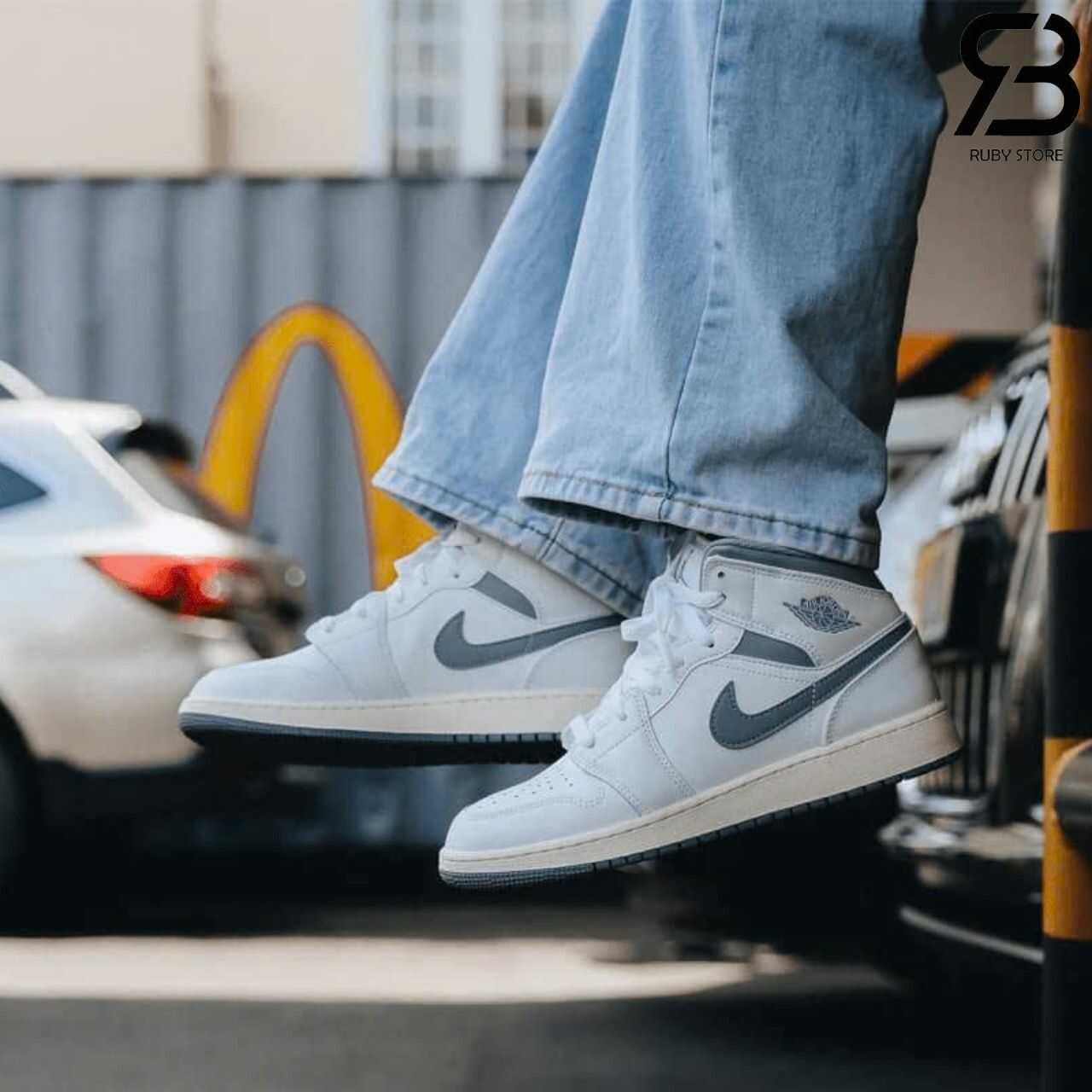Giày Air Jordan 1 Mid Neutral Grey Trắng Xám Rep 1 1