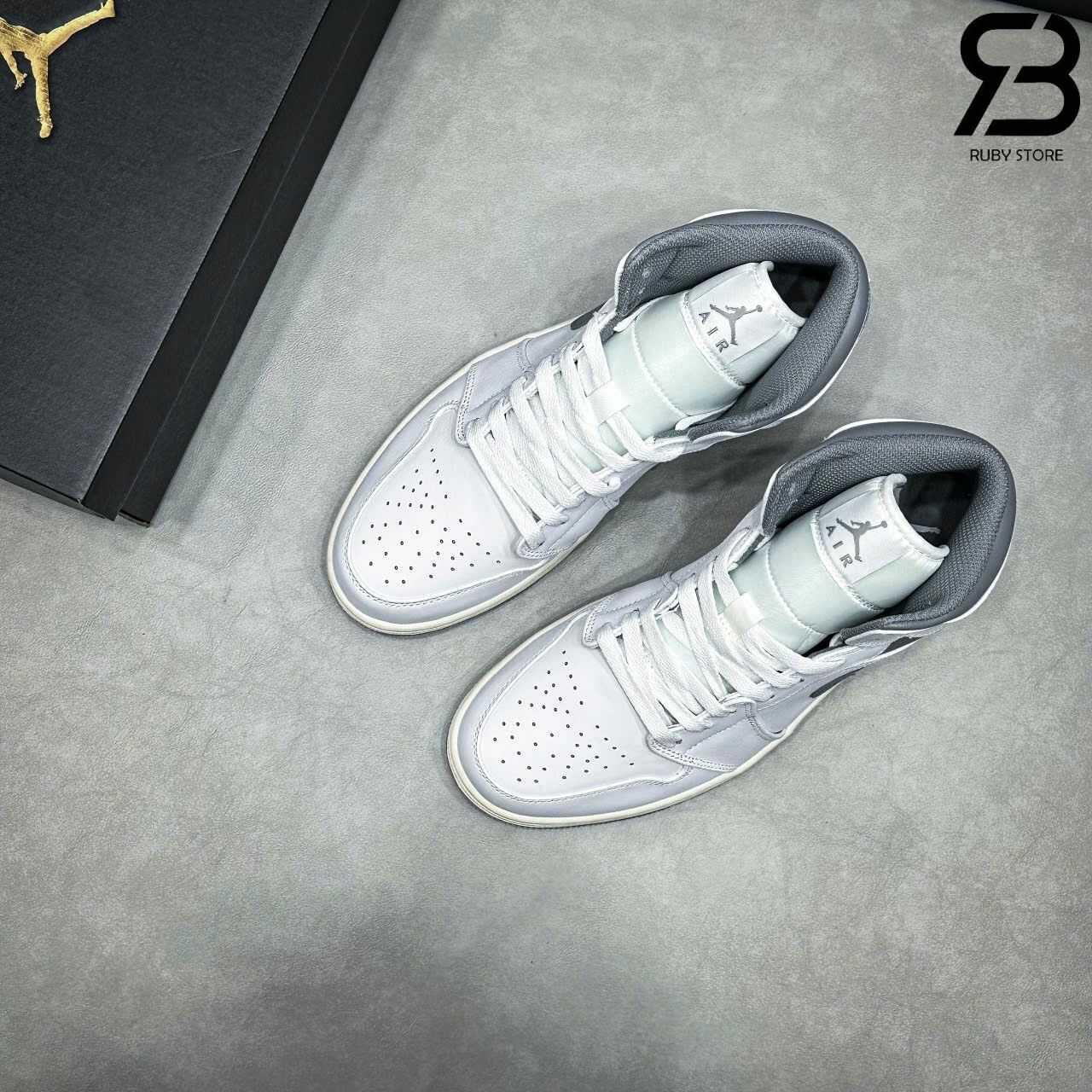 Giày Air Jordan 1 Mid Neutral Grey Trắng Xám Rep 1 1