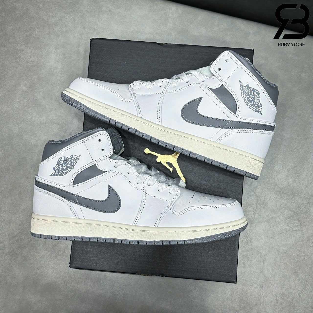 Giày Air Jordan 1 Mid Neutral Grey Trắng Xám Rep 1 1