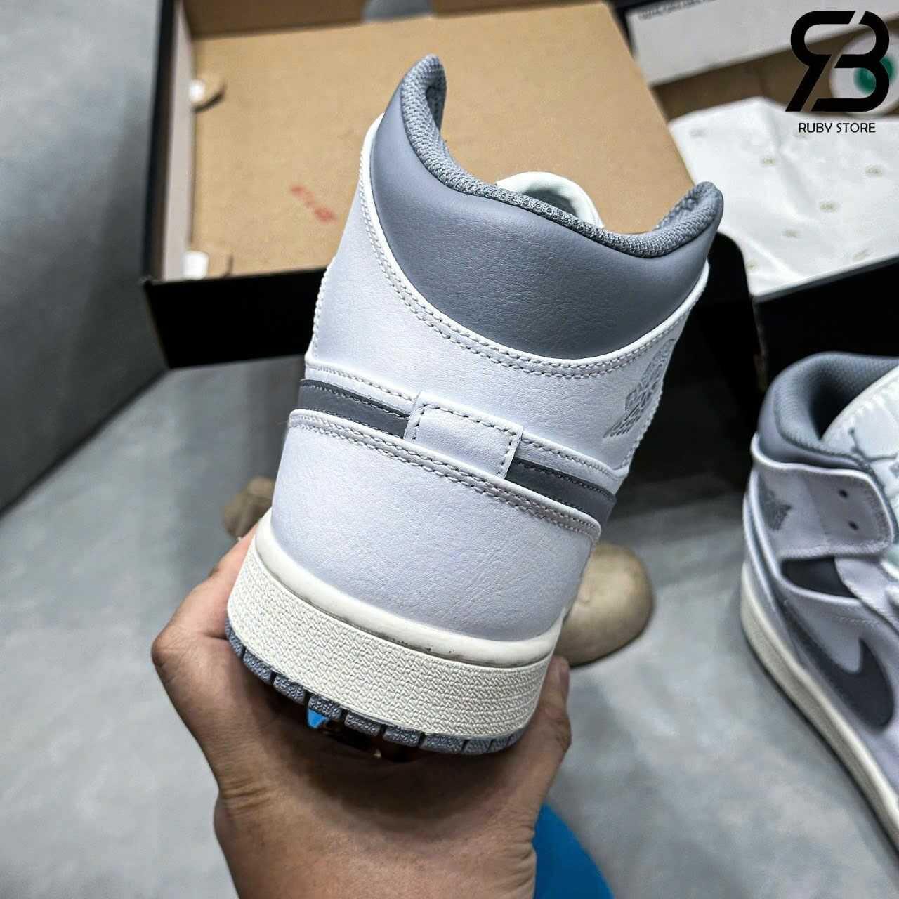 Giày Air Jordan 1 Mid Neutral Grey Trắng Xám Rep 1 1