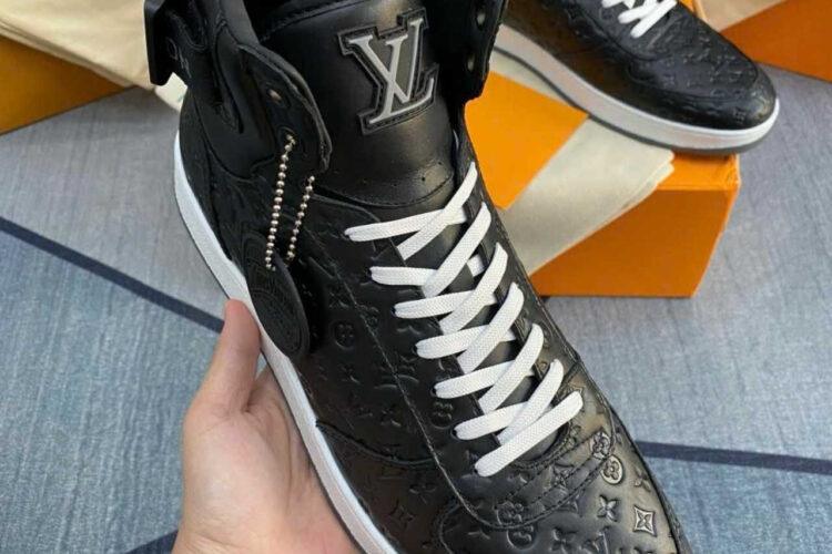 Giày LV Rivoli High Top Sneaker Black Monogram Calfskin Đen