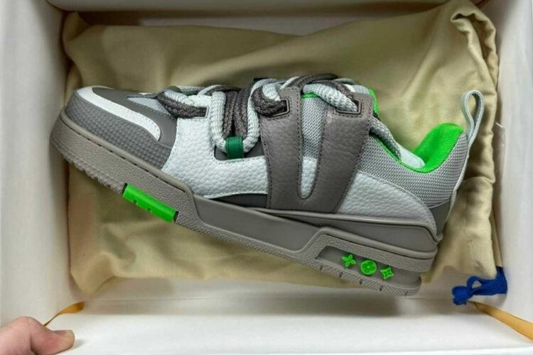 Giày LV Skate Trainer Grey Green FW23 Xám Xanh Lá