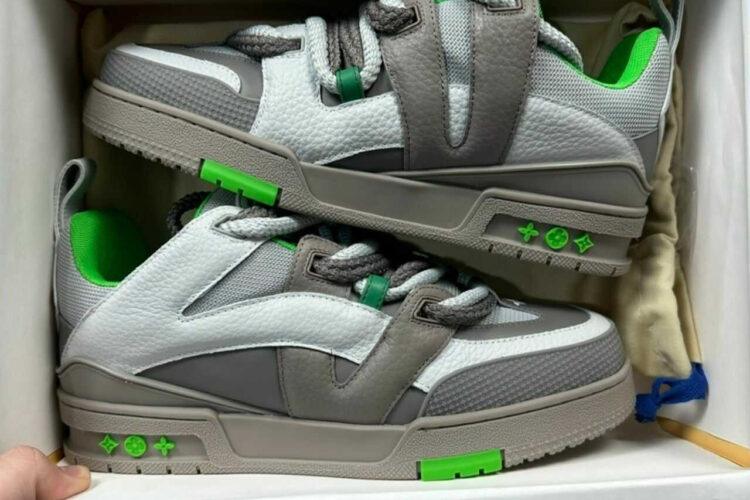 Giày LV Skate Trainer Grey Green FW23 Xám Xanh Lá
