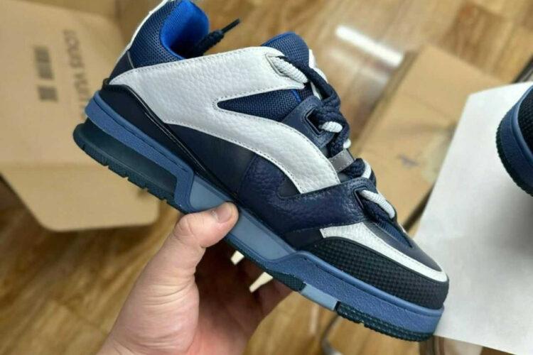 Giày LV Skate Trainers Navy Blue White FW23 Xanh Trắng