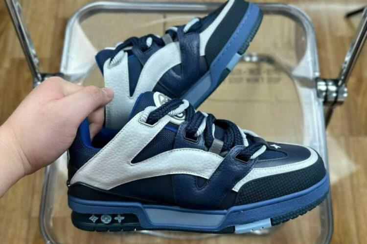 Giày LV Skate Trainers Navy Blue White FW23 Xanh Trắng