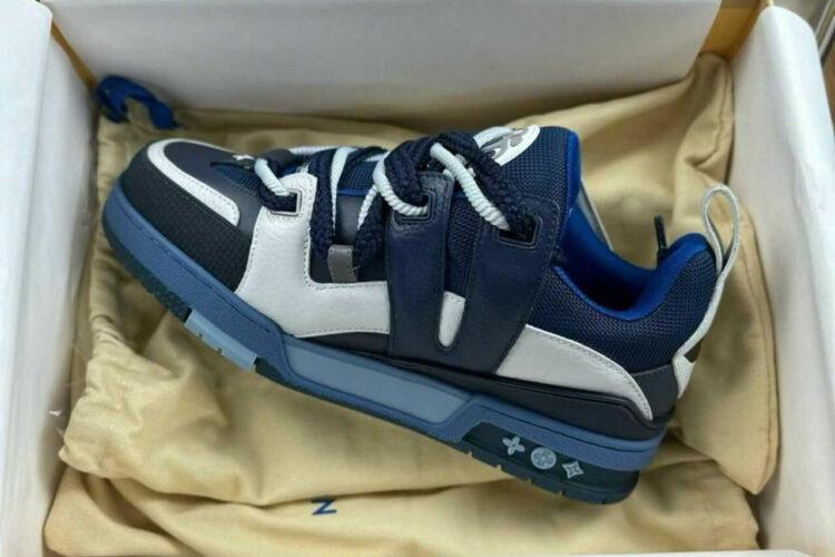 Giày LV Skate Trainers Navy Blue White FW23 Xanh Trắng