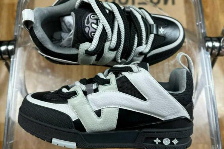 Giày LV Skate Trainers White Anthracite Grey FW23 Xám Xanh