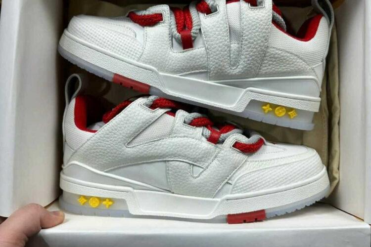 Giày LV Skate Trainers White Red FW23 Trắng Đỏ