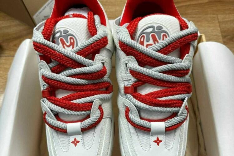 Giày LV Skate Trainers White Red FW23 Trắng Đỏ