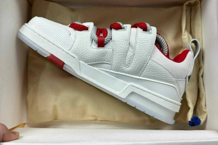 Giày LV Skate Trainers White Red FW23 Trắng Đỏ