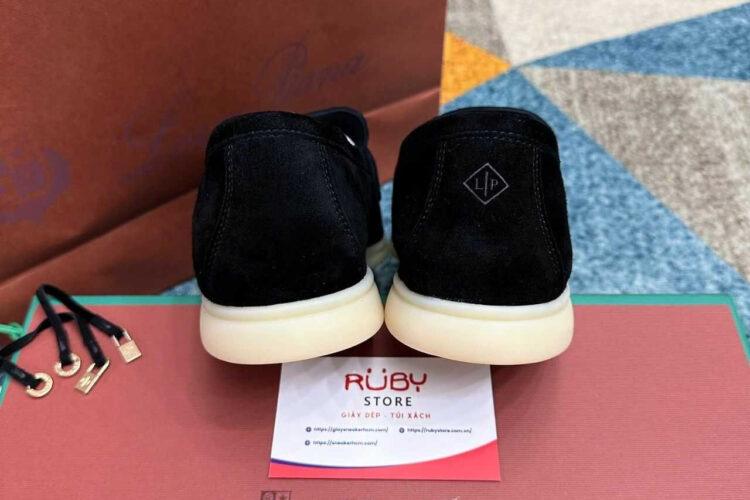 Giày Loro Piana Summer Walk Charm Loafer Black Suede đen