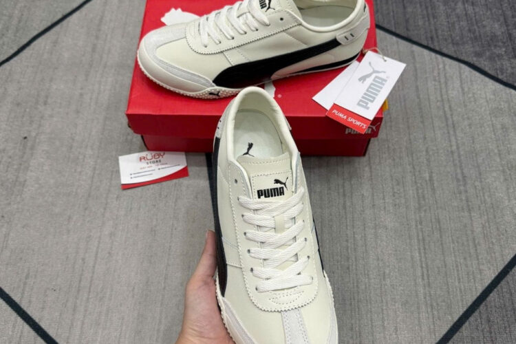Giày Puma Bella UT Leather White Black Trắng đen