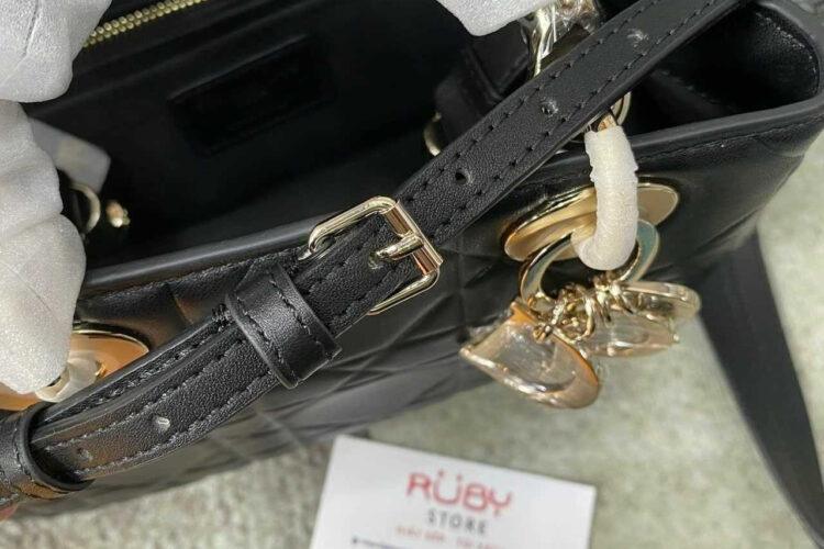 Túi Dior Lady 95.22 Small Bag Black Macrocannage Calfskin đen