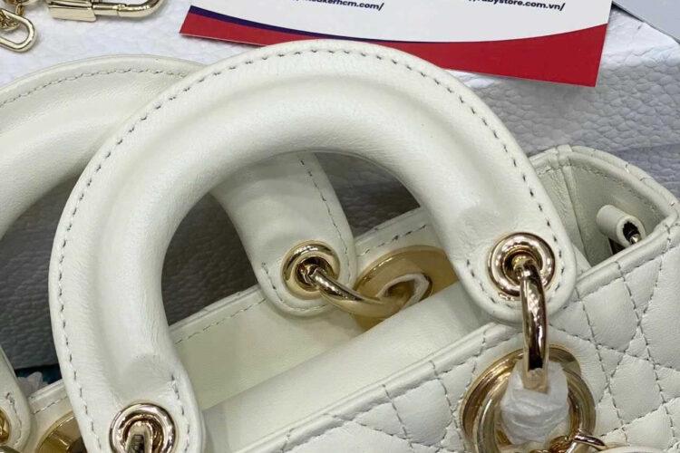 Túi Dior Micro Lady D-Joy Latte Lambskin GHW Màu Kem