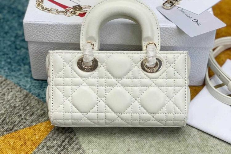 Túi Dior Micro Lady D-Joy Latte Lambskin GHW Màu Kem