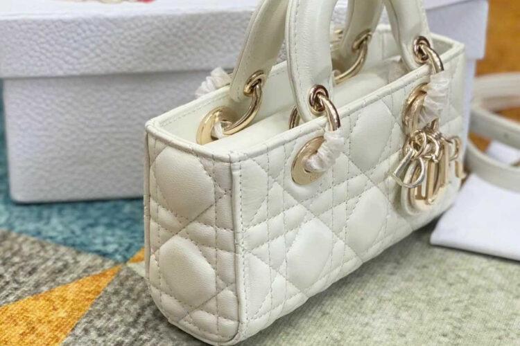 Túi Dior Micro Lady D-Joy Latte Lambskin GHW Màu Kem