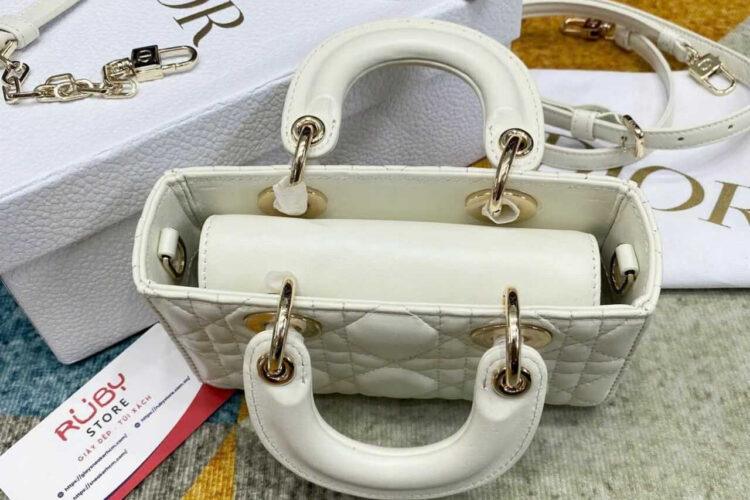 Túi Dior Micro Lady D-Joy Latte Lambskin GHW Màu Kem