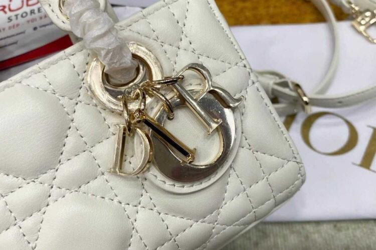 Túi Dior Micro Lady D-Joy Latte Lambskin GHW Màu Kem