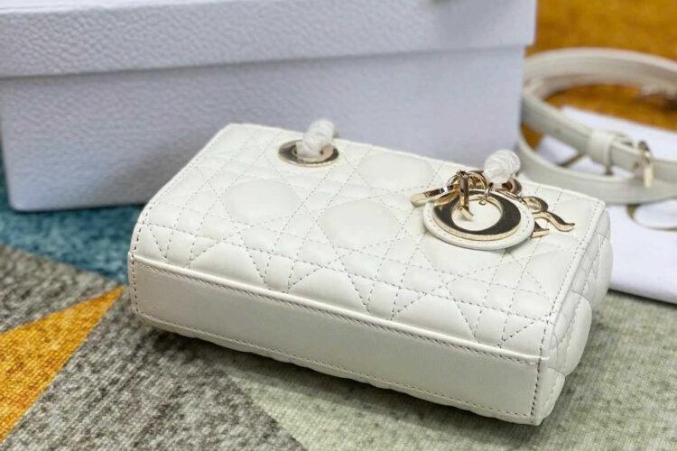 Túi Dior Micro Lady D-Joy Latte Lambskin GHW Màu Kem
