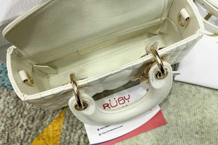 Túi Dior Micro Lady D-Joy Latte Lambskin GHW Màu Kem