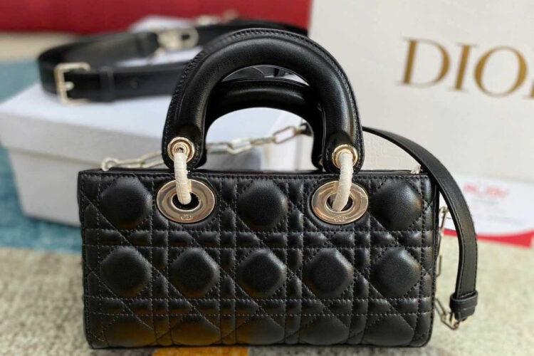 Túi Dior Small Lady D-Joy Black Lambskin GHW Đen 22CM