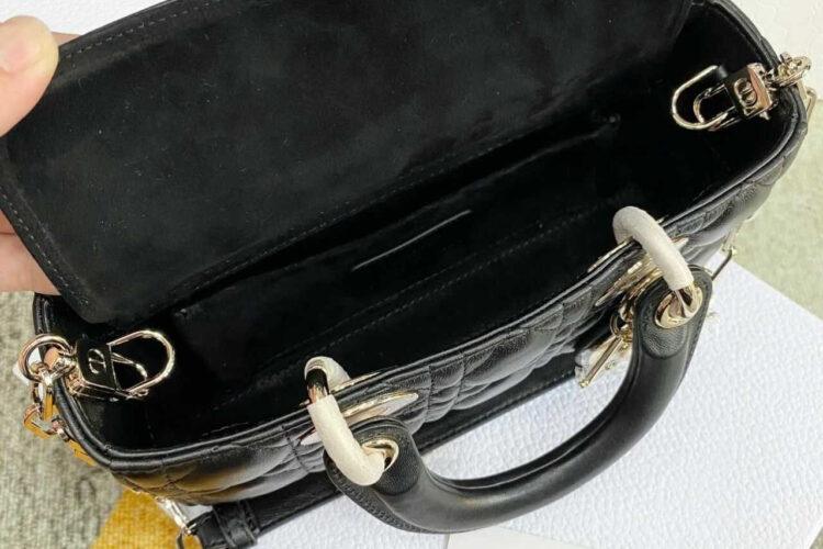 Túi Dior Small Lady D-Joy Black Lambskin GHW Đen 22CM