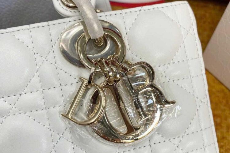 Túi Dior Small Lady D-Joy Latte Lambskin GHW Màu Kem
