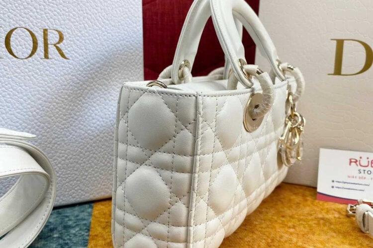 Túi Dior Small Lady D-Joy Latte Lambskin GHW Màu Kem