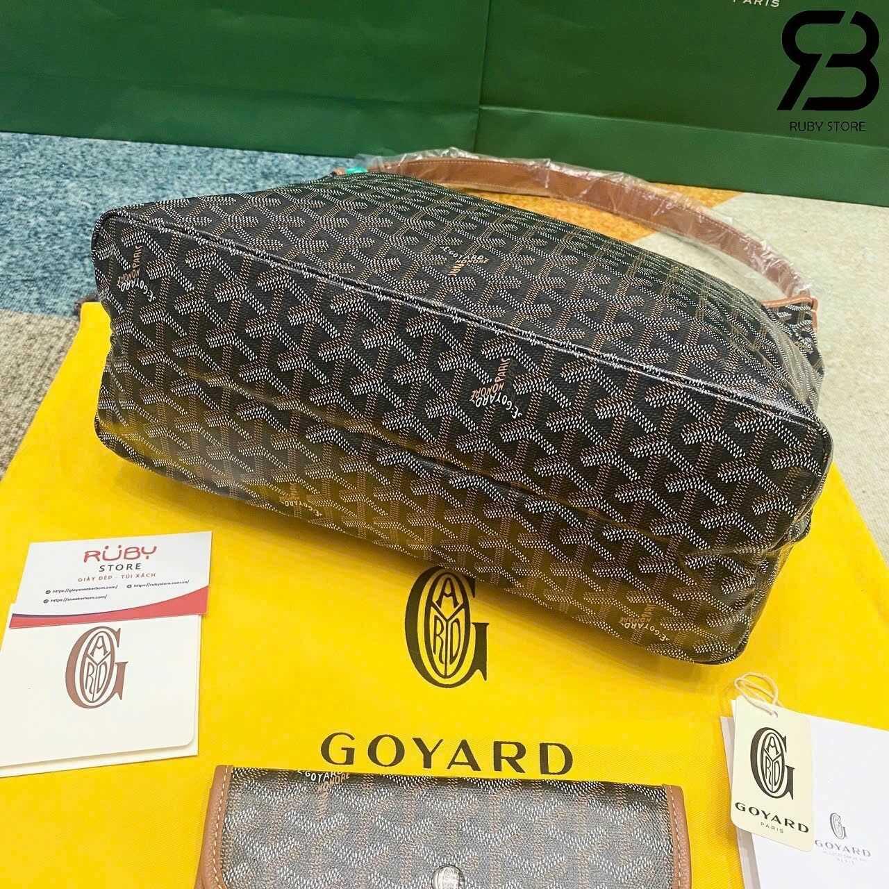Túi Goyard Bohème Hobo Goyardine Canvas Black and Tan Đen Nâu