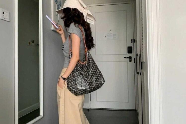 Túi Goyard Bohème Hobo Goyardine Canvas Black and Tan Đen Nâu