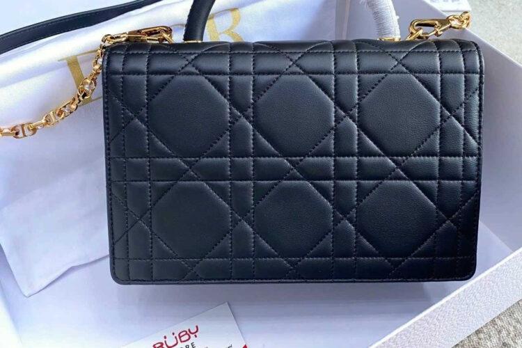 Túi Medium Dior Ange Bag Black Macrocannage Lambskin đen