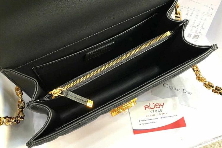 Túi Medium Dior Ange Bag Black Macrocannage Lambskin đen