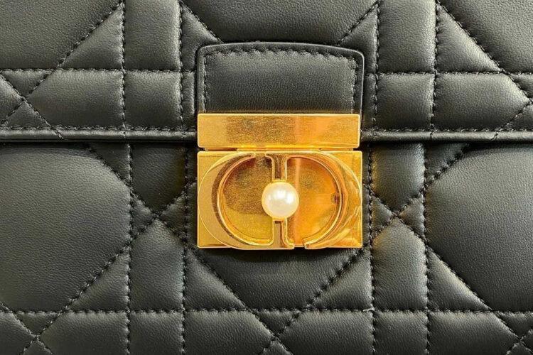 Túi Medium Dior Ange Bag Black Macrocannage Lambskin đen