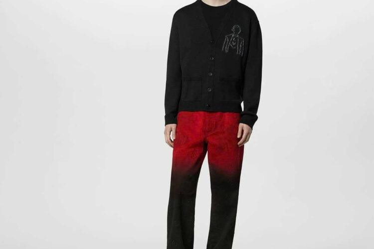 Áo Khoác Len LV Embroidered Wool Cardigan Black Wool Màu Đen