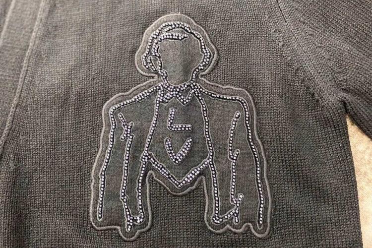 Áo Khoác Len LV Embroidered Wool Cardigan Black Wool Màu Đen