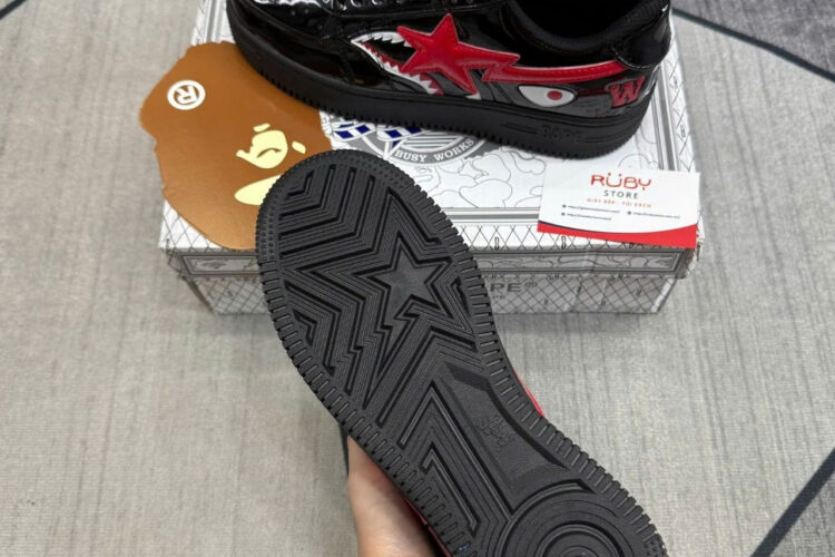 Giày A Bathing Ape Bape Sta Low Shark Black Red đen đỏ