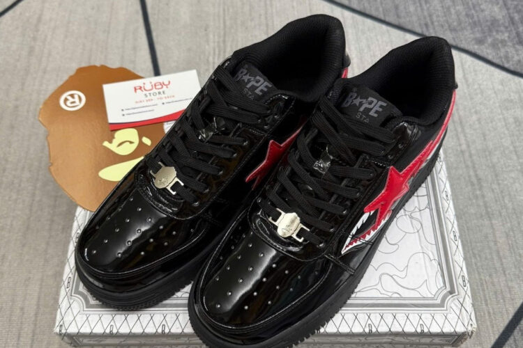 Giày A Bathing Ape Bape Sta Low Shark Black Red đen đỏ