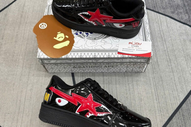 Giày A Bathing Ape Bape Sta Low Shark Black Red đen đỏ