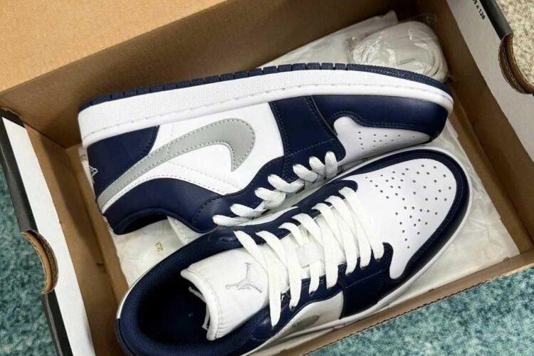 Giày Jordan 1 Low Midnight Navy Màu Trắng Xanh Navy