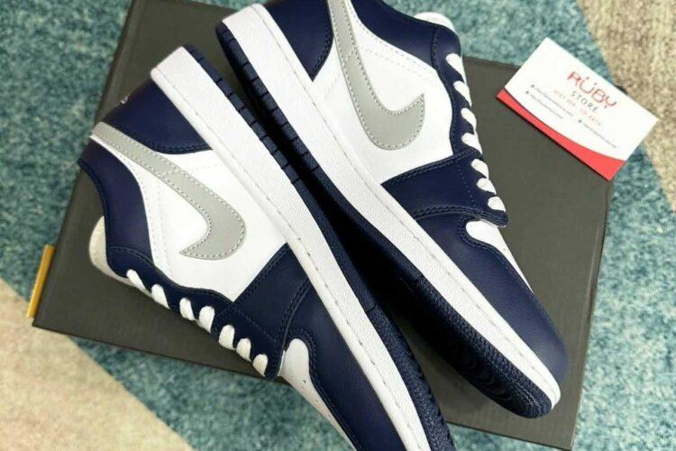 Giày Jordan 1 Low Midnight Navy Màu Trắng Xanh Navy